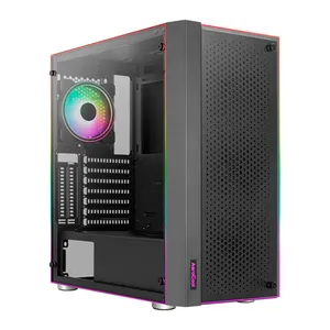 Gabinete Gamer Aerocool Skribble V1, ARGB, Mid-Tower, Lateral de Vidro, Com 3 Fans, Preto, SKRIBBLE-G-BK-V1