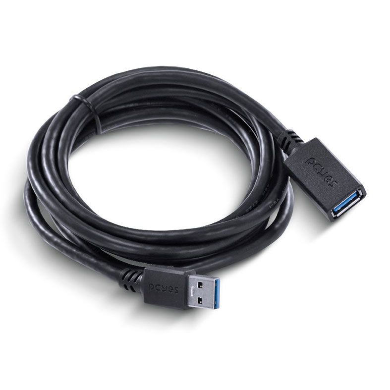 Cabo USB-A Macho Para USB-A Femea PCYes, 2m, Preto, PUAMF3-2