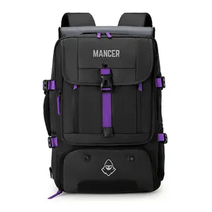 PRE VENDA - Mochila Mancer Kairos, Preto e Roxo, MCR-KROS-BL01