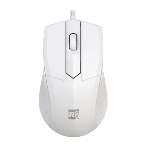 Mouse R8 1607, 1200DPI, 3 Botoes, Branco, R8-1607-WH