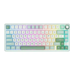 Teclado Mecanico Gamer Royal Kludge R75, RGB, Switch Silver, Branco e Ciano, RKR75-SK-KY