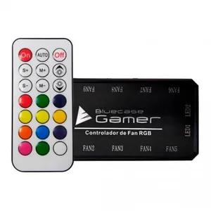 Controladora de FAN RGB Bluecase 10 FAN C/ Controle BOX, BCF-01