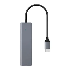 HUB 5 em 1 MD9, 4 Portas Tipo-C, 1 Porta USB 3.0, Cinza, 9748