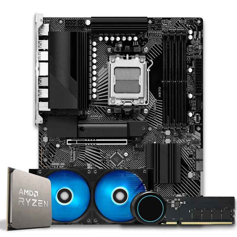Pichau Kit upgrade, AMD Ryzen 9 7950X3D, X670, 16GB DDR5, Water Cooler 240mm