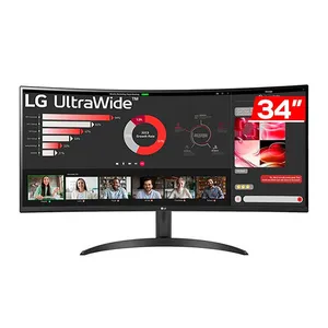 Monitor Gamer LG UltraGear, 34 Pol, VA, Curvo, QHD, 5ms, 100Hz, FreeSync, HDMI/DP, 34WR50QK-B