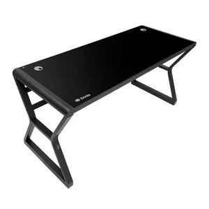 Mesa para Escritório Zinnia Aurea A160, Vidro Temperado, 160cm, Preto, ZNO-ARA-BK02