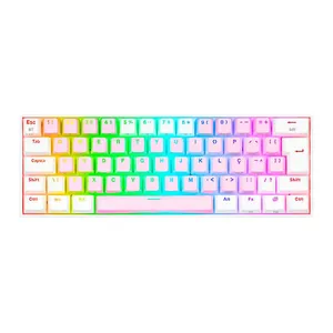 Teclado Mecanico Gamer Redragon Draconic PRO, RGB, Wireless, Switch Marrom, Rosa e Branco, K530PW-RGB-PRO-PT-BROWN