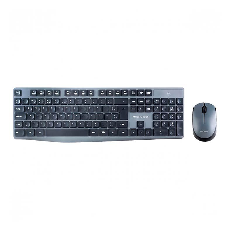 Kit Teclado e Mouse Multi Sem Fio Preto/Cinza, TC245
