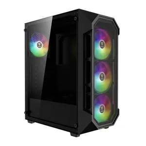 Gabinete Gamer Gamdias Aura GC1 Elite, RGB, Mid-Tower, Lateral De Vidro, Com 4 Fans, Preto, AURA-GC1-ELITE