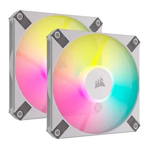 Kit Ventoinha Corsair AF120 Slim PWM, RGB, 2x120mm, Branco, CO-9050165-WW