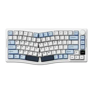 Teclado Mecanico Ajazz AKS075, RGB, Switch Daydream, Tri-Mode, Branco e Azul, AK075-WB