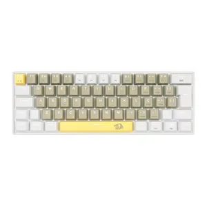 Teclado Mecanico Redragon Lakshmi Sunshine, Led Branco, ABNT2, 60%, Switch Marrom, K606-YL-GY-WT