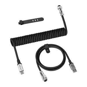 PRE VENDA - Cabo Para Teclado Attack Shark C01PRO, Com Conector Aviator, USB-A Para Tipo-C, 1.65m, Preto, C01PRO-BLACK
