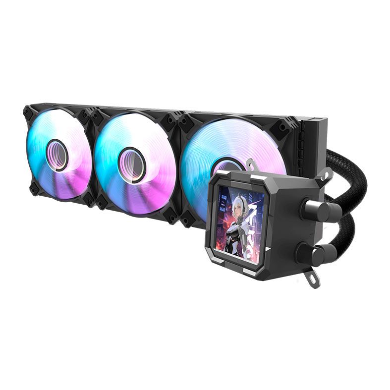 Water Cooler Aigo Darkflash DV360S, ARGB, Display LCD 2.73 Pol, 360mm, Preto, DV360S-BK