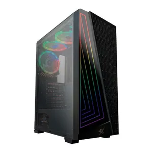 Gabinete Gamer Brx Black Neon, RGB, Mid-Tower, Lateral de Vidro, Com 3 Fans, Preto, CA-032BK