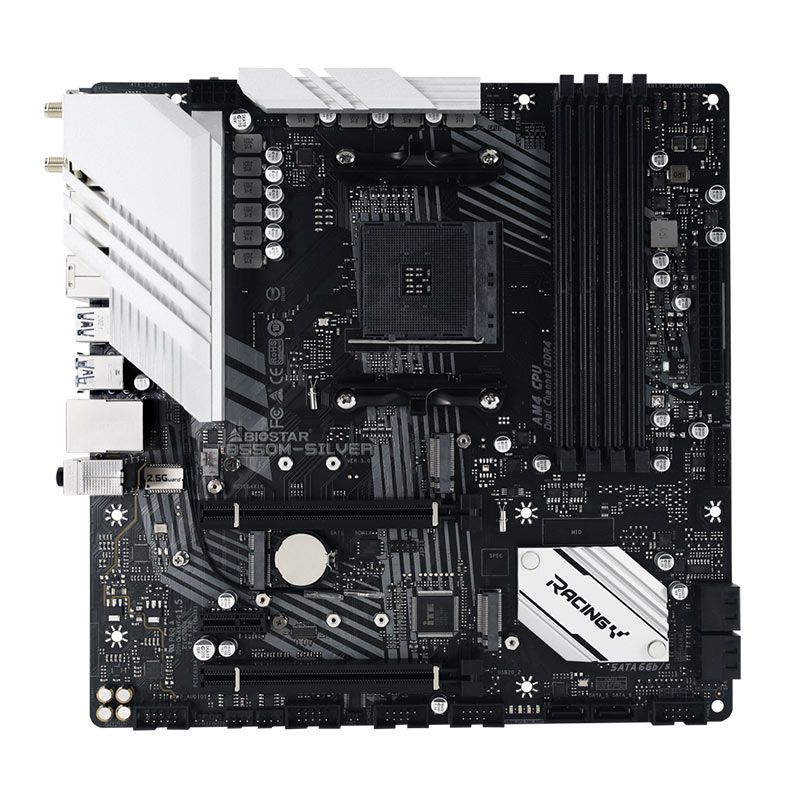 Placa Mae Biostar Racing B550M-SILVER, DDR4, Socket AM4, M-ATX, Chipset AMD B550, B550M-SILVER
