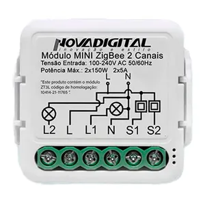 Mini Modulo Nova Digital ZigBee, 2 Canais, Branco, MS-106ZB