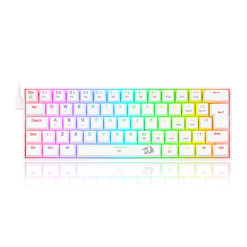 Teclado Mecanico Gamer Redragon Dragonborn, RGB, ABNT2, Switch Brown, Branco, K630W-RGB-PT-BROWN