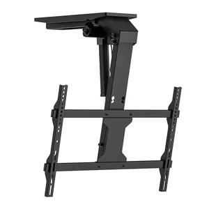 Suporte de Teto Reclinavel Para TV Brateck, Ate 75 Pol, Com Controle, Preto, PLB-M0746