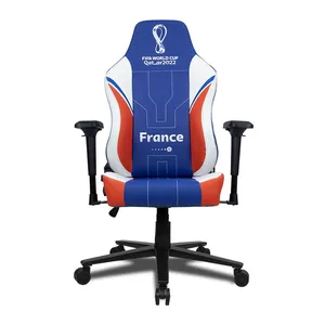 Cadeira Gamer Delux Copa do Mundo Catar DX-3000 FRLX Franca, Azul, Branco e Vermelho, CP-CH-9028