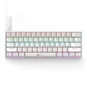 Teclado Mecanico R8 1037, RGB, ABNT2, Switch Azul, Branco, R8-1037WH-RBW-ABNT2
