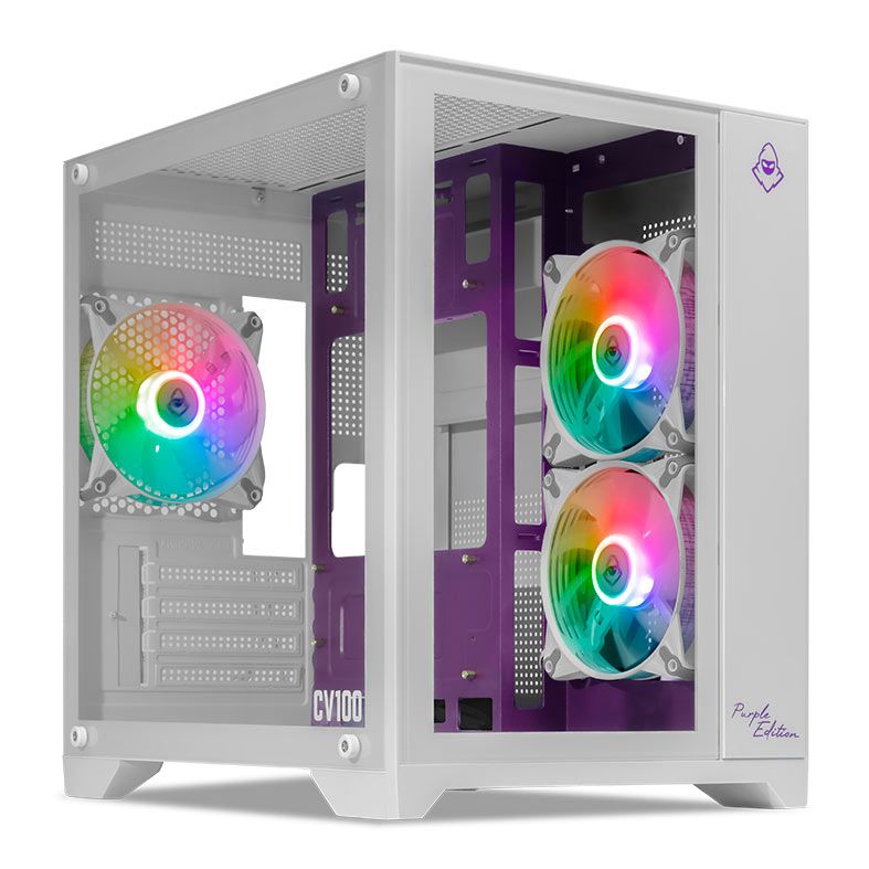 Gabinete Gamer Mancer CV100 Purple Edition Mid-Tower Branco
