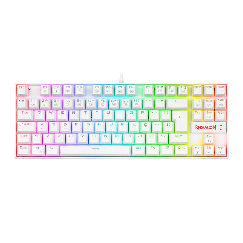 Teclado Mecanico Redragon Kumara Lunar White RGB Switch Red, K552W-RGB PT-RED