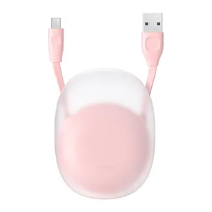 Cabo Tipo-C Extensivel Tipo-C, 1m, Preto e Rosa, CATRN-24
