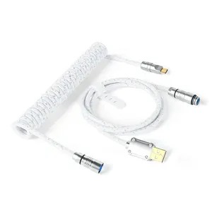 PRE VENDA - Cabo Para Teclado Attack Shark C05, Tipo-C Para USB-A, 1.6m, Branco, C05-WHITE