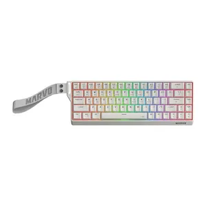 Teclado Mecanico Marvo KG965W, Switch Banana Crystal, Wireless, Branco, KG965W-WH