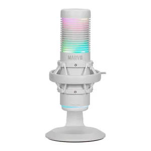 Microfone Gamer Marvo MIC-07 Blast 60, RGB, USB, Branco, MIC-07-WH