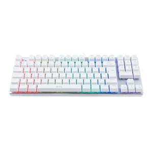 Teclado Mecanico Gamer A+ Plus Tech Barak, Rainbow, ABNT2, Switch Marrom, USB, Branco, AP-KB-3882W