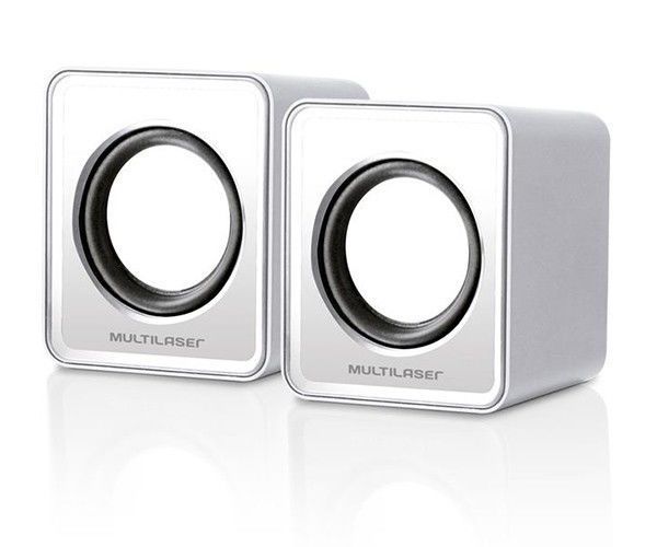 Caixa De Som Multi 3W Rms USB/P2 Branca, SP199