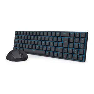 Kit Teclado e Mouse BS-8772, Wireless, Led Azul, ABNT2, 2400DPI, BS-8772-BK