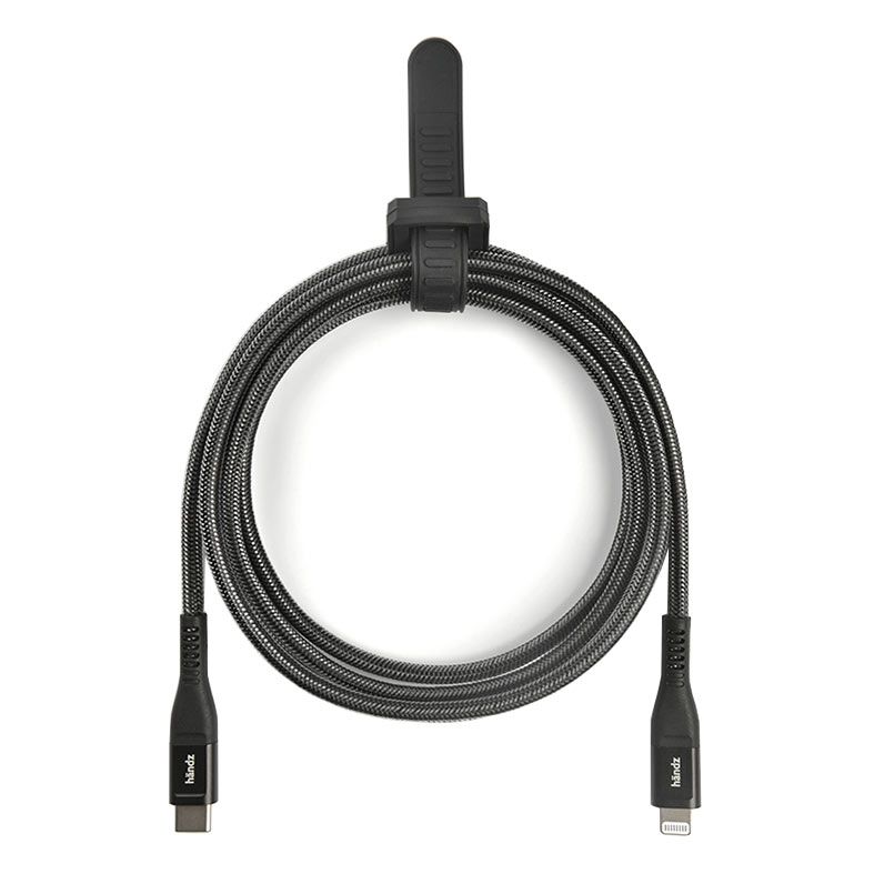 Cabo USB-C Para Lightning Handz, 1,5m, Nylon 500D, Preto, UC-LC