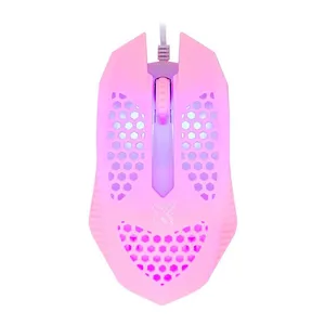 Mouse Maxprint Geek Pro Series, Led Rainbow, 1200DPI, 3 Botoes, Rosa, 60000126