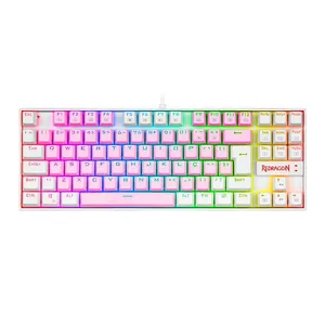 Teclado Mecanico Redragon Kumara, RGB, Switch Marrom, Rosa e Branco, K552PW-RGB-PT-BROWN