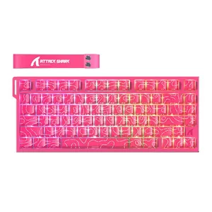 PRE VENDA - Teclado Mecanico Attack Shark R82 HE, RGB, Switch Hall Effect Magnetico, Rosa, R82-HE-PK