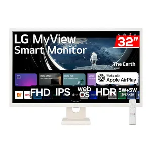 Monitor LG Smart 32SR50F, 32 Pol, IPS, FHD, 8ms, 60Hz, HDMI/USB, Branco, 32SR50F-W.AWZM