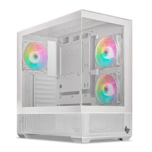 Gabinete Gamer Pichau Magpie 4X, ARGB, Mid-Tower, Lateral de Vidro, Com 3 Fans, Branco, PG-MAG4X-WH3F