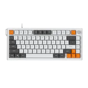Teclado Gamer Ajazz AF82, LED Branco, Cinza/Branco/Laranja, AF82-GRAY-WHITE-ORANGE