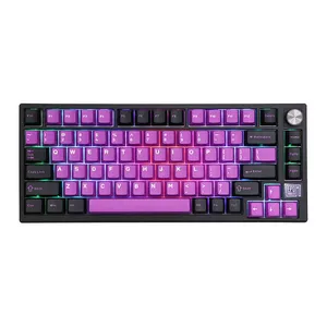 Teclado Mecanico Epomaker TH80 SE, ARGB, Switch Wisteria Linear, Black Purple, TH80SE-BP-WSLN