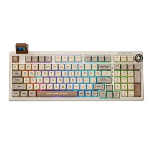 Teclado Mecanico Epomaker RT100, ARGB, Switch Flamingo, Retro White, RT100-RTWH-FLG