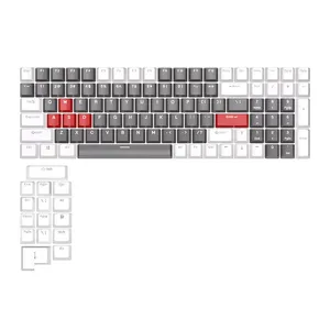 Conjunto de Teclas Royal Kludge, Double Shot, Branco/Cinza/Vermelho, RK-1101