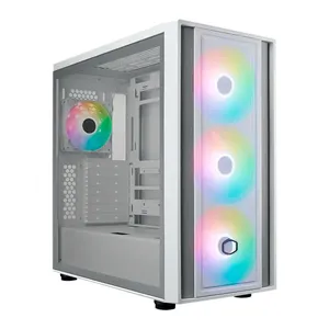 Gabinete Gamer Cooler Master Masterbox 600, Mid-Tower, Lateral de Vidro, Com 4 Fans, Branco, MB600-WGNN-S00