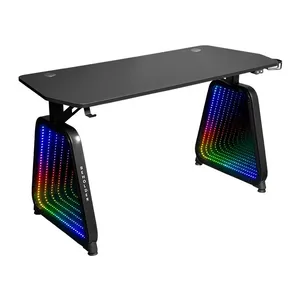 Mesa Gamer Mancer Beholder, 136cm, RGB, Preto, Completa + Estrutura em aço, MCR-BHRRGB-TE