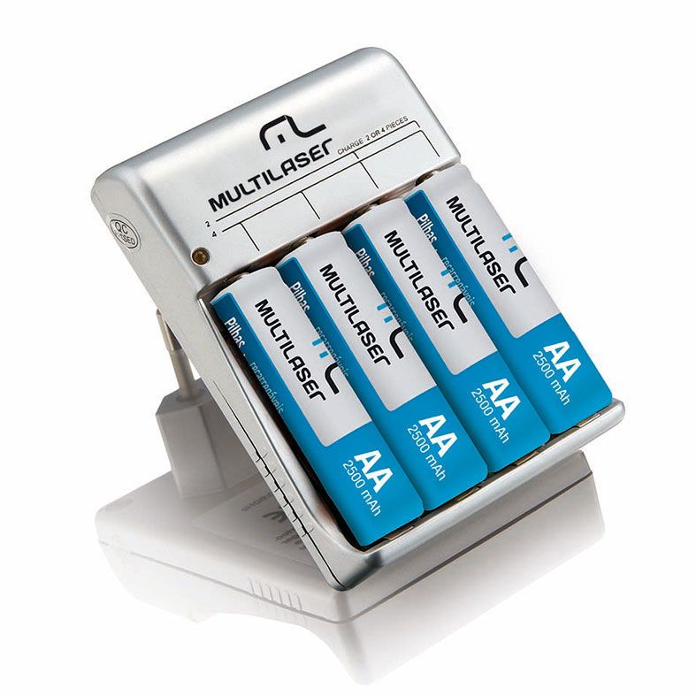 Charger Kit Multi Carregador + 4 Pilhas AA 2500mAh, CB054