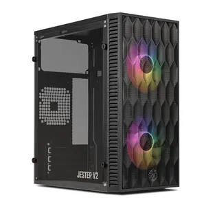Gabinete Gamer TGT Jester V2, Rainbow, Mini-Tower, Lateral de Acrilico, Com 2 Fans, Preto, TGT-JSRV2-BKGF02