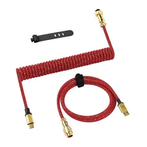 PRE VENDA - Cabo Para Teclado Attack Shark C03, Com Conector Aviator, USB-A Para Tipo-C, 1.65m, Vermelho, C03-RED