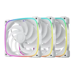 Kit Ventoinhas Geometric Future Squama 2503W-14T, ARGB, 3x140mm, Branco, GEO-S2503W-14T